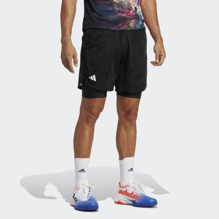 Bermuda Adidas Black Melbourne Tênis Dois Em Um 7 Polegadas