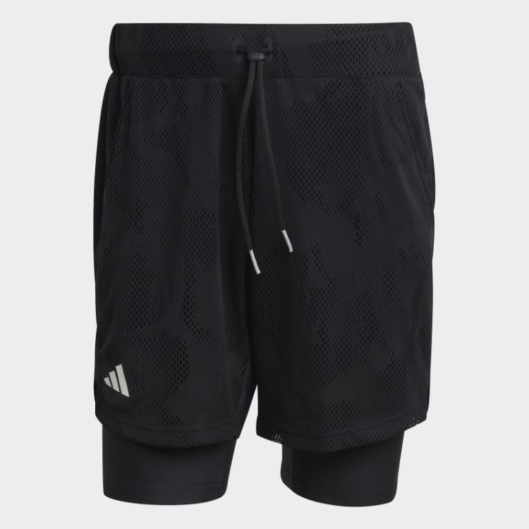 Bermuda Adidas Black Melbourne Tênis Dois Em Um 7 Polegadas