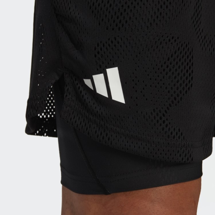 Bermuda Adidas Black Melbourne Tênis Dois Em Um 7 Polegadas