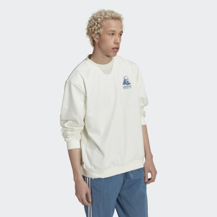 Moletom Gola Redonda Adidas Adventure Inverno Branco Quente