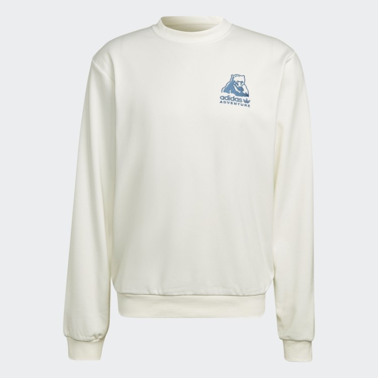Moletom Gola Redonda Adidas Adventure Inverno Branco Quente