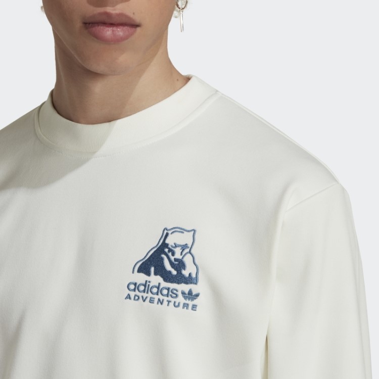 Moletom Gola Redonda Adidas Adventure Inverno Branco Quente