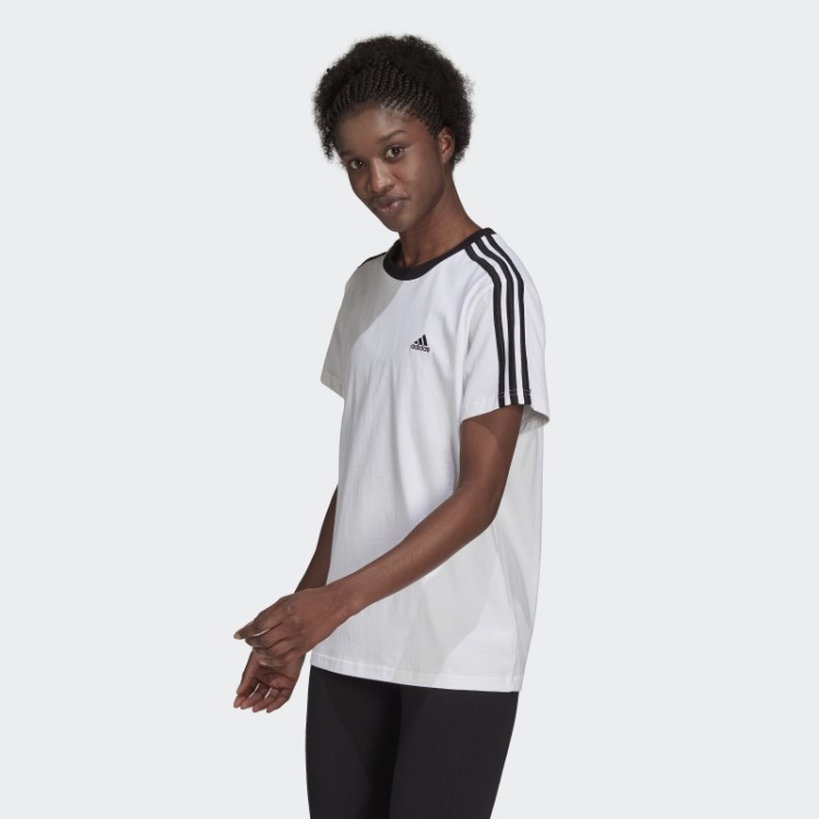 Camiseta Branca Com As Três Listras Adidas Essentials