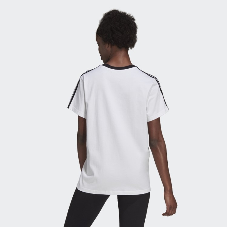 Camiseta Branca Com As Três Listras Adidas Essentials