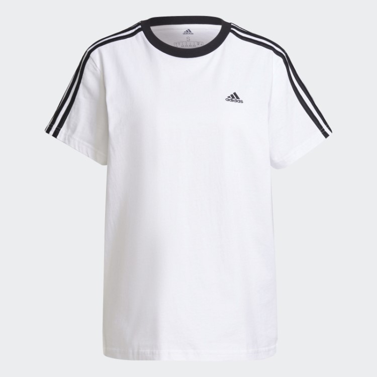 Camiseta Branca Com As Três Listras Adidas Essentials