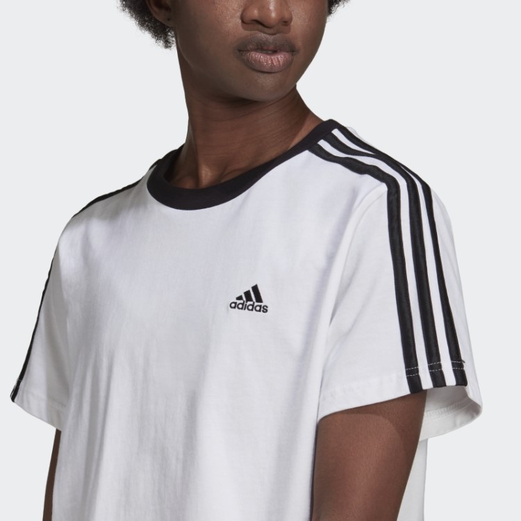 Camiseta Branca Com As Três Listras Adidas Essentials