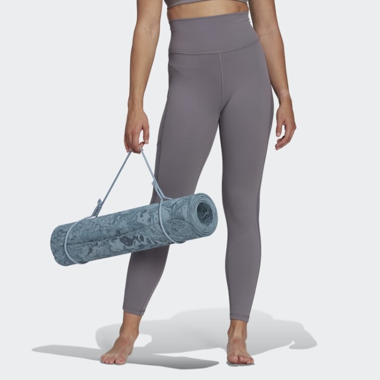 Legging Canelada Cintura Super Alta Adidas Yoga Studio Luxe Wind Cinza Tracejado