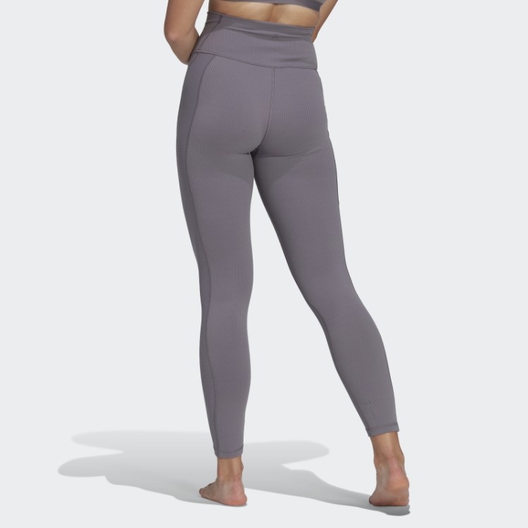 Legging Canelada Cintura Super Alta Adidas Yoga Studio Luxe Wind Cinza Tracejado