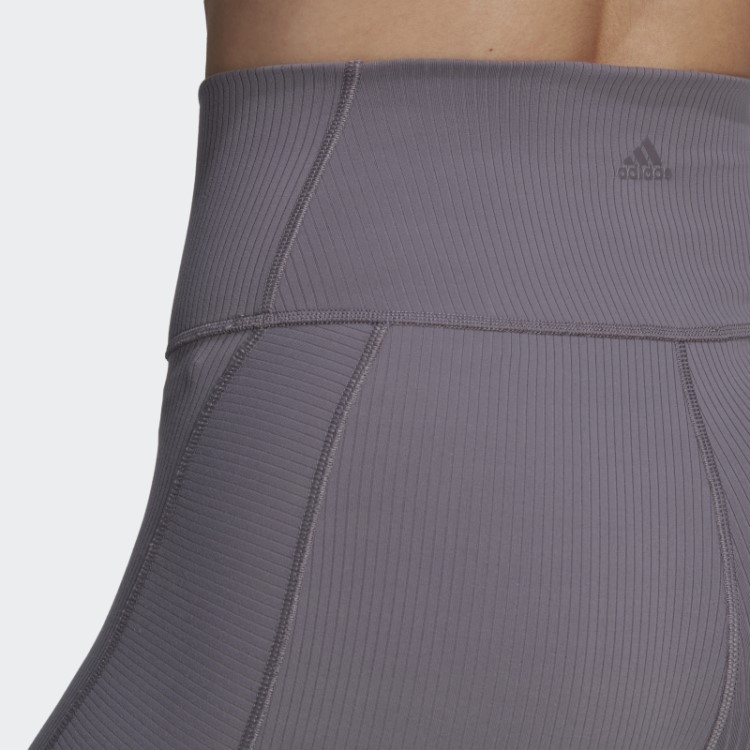Legging Canelada Cintura Super Alta Adidas Yoga Studio Luxe Wind Cinza Tracejado