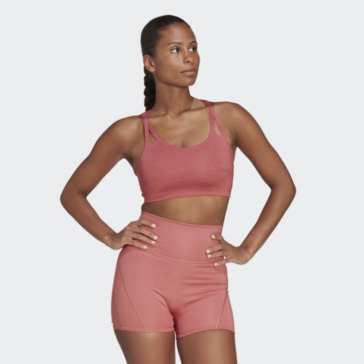 Sutiã De Fogo Vermelho Adidas Yoga Luxe Studio Com Suporte De Luz