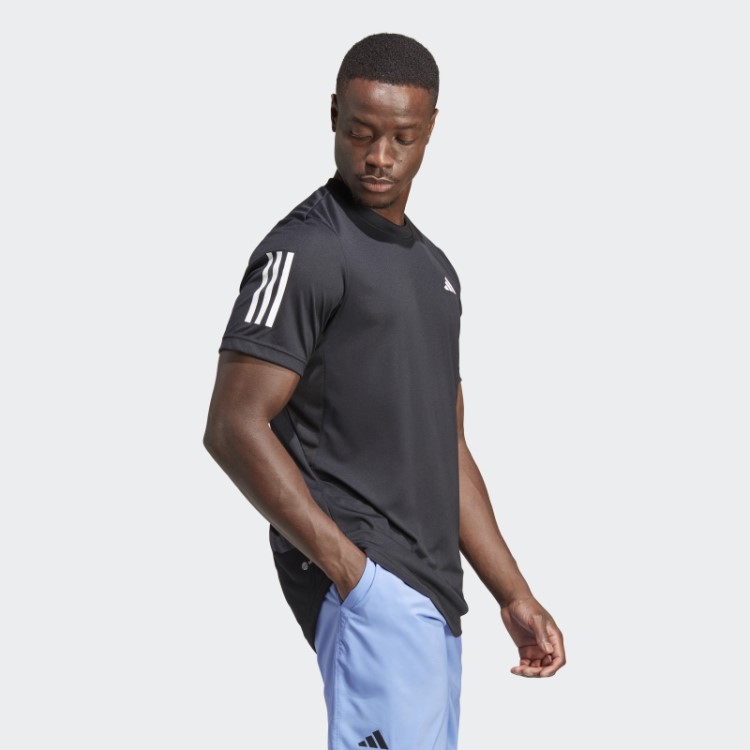 Camiseta De Tênis Club 3 Listras Preta Adidas