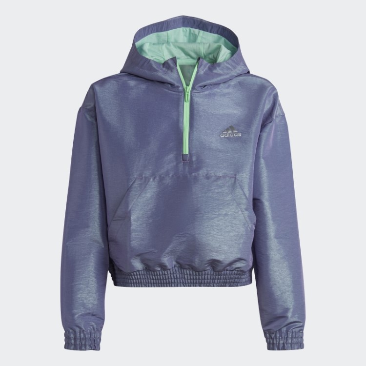 Top De Corrida Com Capuz Adidas Dance De Corte Solto Prateado E Meio Zíper