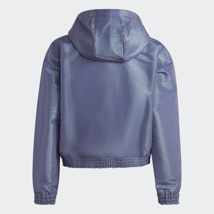Top De Corrida Com Capuz Adidas Dance De Corte Solto Prateado E Meio Zíper