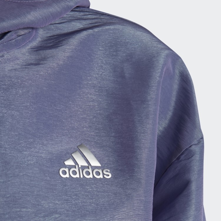 Top Fashion Prateado Adidas Dance Solto Com Capuz E Meio Zíper