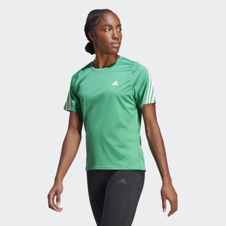 Run Icons T-shirt De Corrida De Baixo Carbono Com Três Listras Adidas Verde