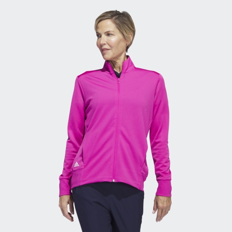 Jaqueta Adidas Texturizada Fúcsia Com Zíper Na Moda
