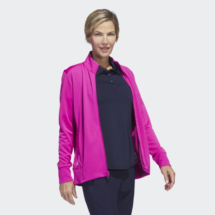 Jaqueta Adidas Texturizada Fúcsia Com Zíper Na Moda