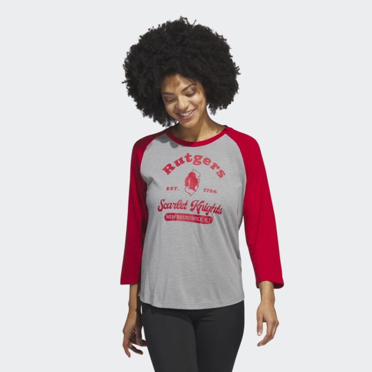 Camiseta De Beisebol Manga 3/4 Adidas Core Scarlet Knights