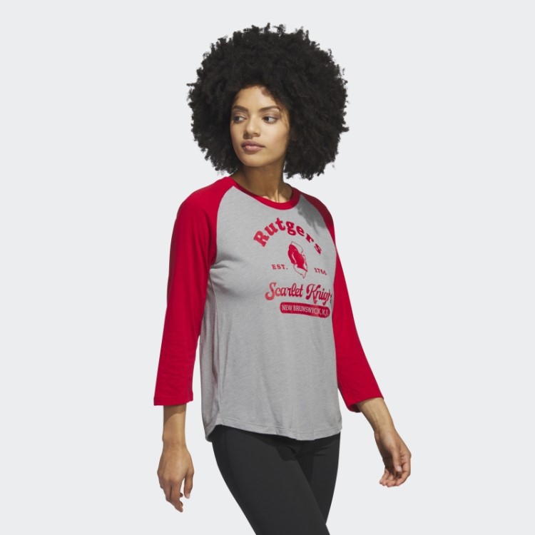 Camiseta De Beisebol Manga 3/4 Adidas Core Scarlet Knights