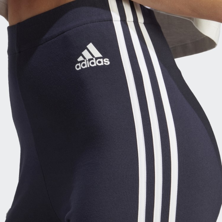 Leggings De Algodão De Cintura Alta Com Três Listras E Apliques De Flores Em Chenille Tinta Adidas
