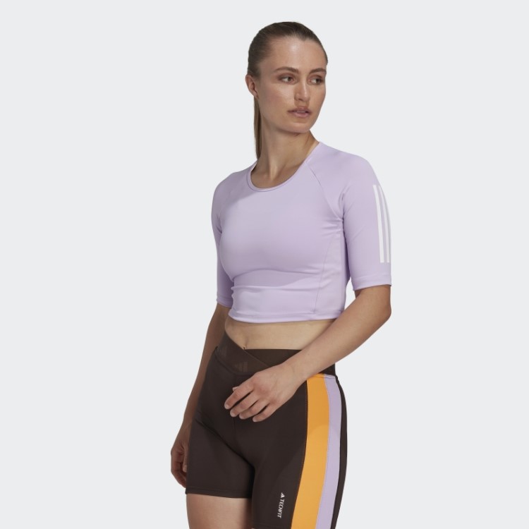 Camiseta De Treino Adidas Hyperglam Com Brilho Roxo