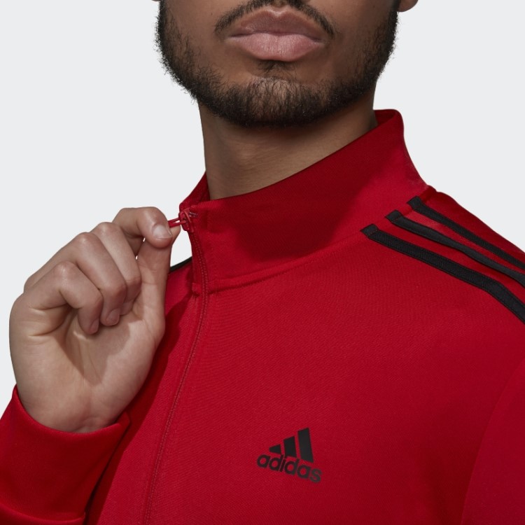 Essentials Warm Up Jaqueta Com As Três Listras Adidas Scarlet