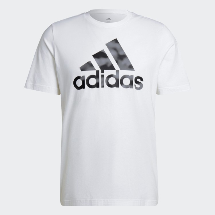 Camiseta Branca Com Estampa Camuflada Adidas Essentials