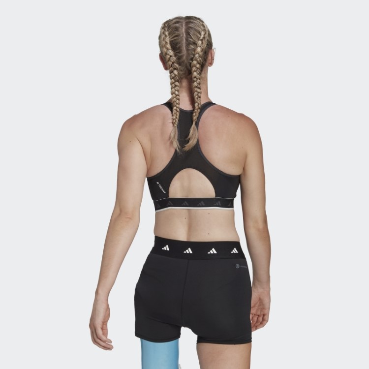 Sutiã Techfit Preto Hyperglam Powerreact Suporte Médio Adidas