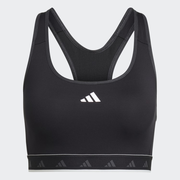 Sutiã Techfit Preto Hyperglam Powerreact Suporte Médio Adidas