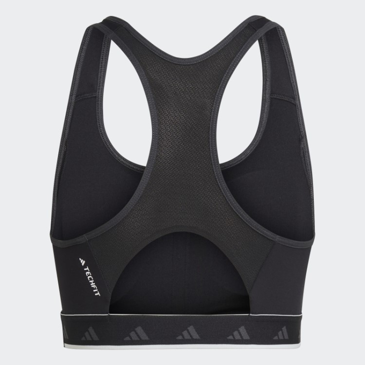 Sutiã Techfit Preto Hyperglam Powerreact Suporte Médio Adidas