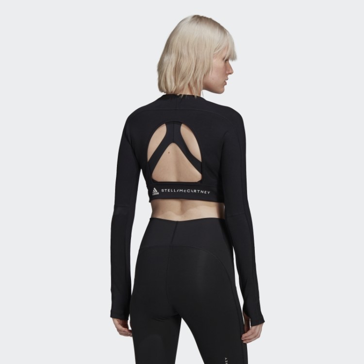 Adidas By Stella Mccartney Truestrength Manga Longa Cropped Moda Preto