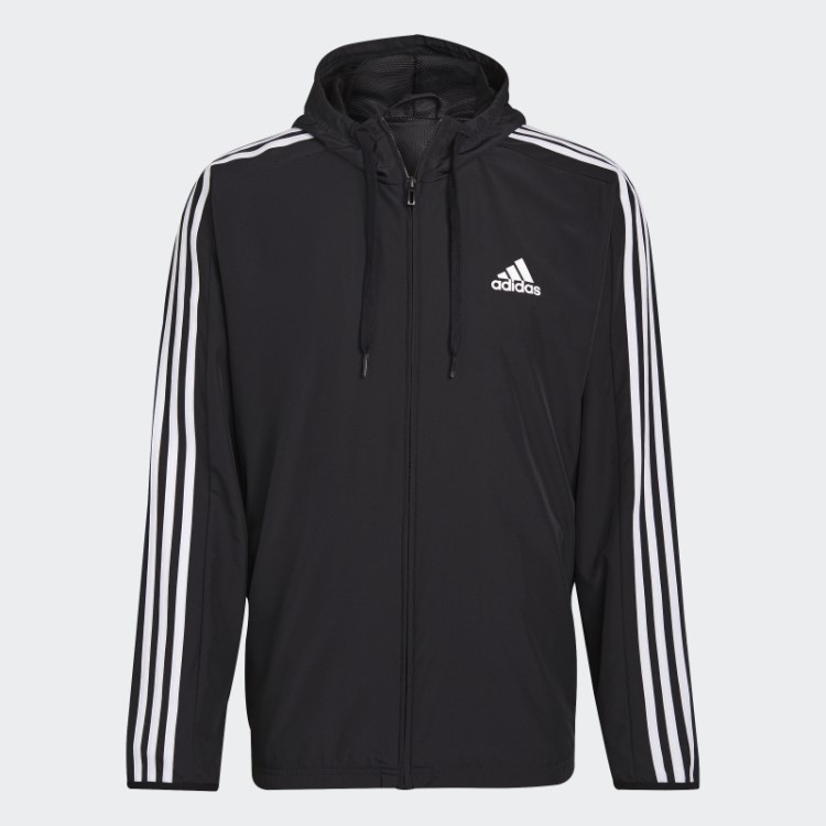 Jaqueta Corta-vento Adidas Essentials Com As Três Listras Pretas