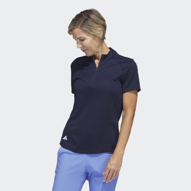 Camisa Polo De Golfe Texturizada Adidas Azul Marinho