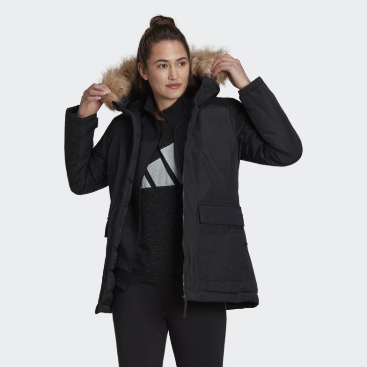 Elegante Parka Com Capuz Utilitas Preta Adidas