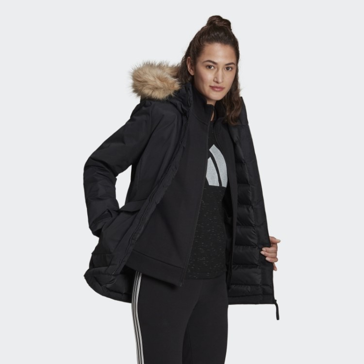 Elegante Parka Com Capuz Utilitas Preta Adidas