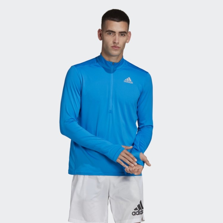 Adidas Own The Run 1/2 Zip Camiseta Manga Longa Azul Rush