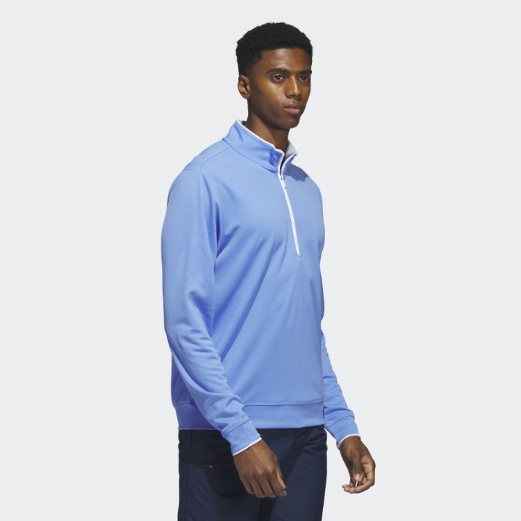 Pulôver Adidas Com Zíper Azul