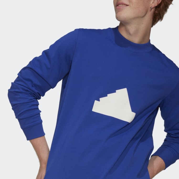 Camiseta Manga Longa Azul Adidas