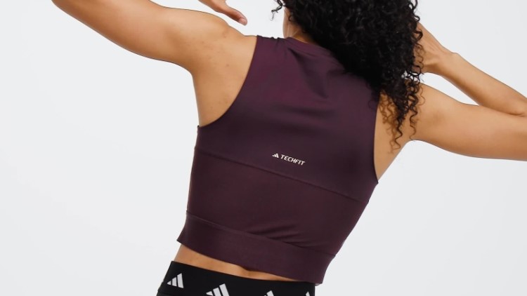 Top Cropped Para Treino Techfit Com Fita Da Marca Marrom Adidas
