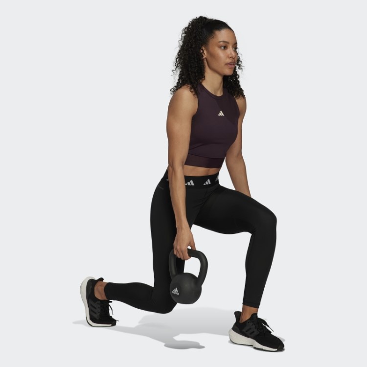 Top Cropped Para Treino Techfit Com Fita Da Marca Marrom Adidas