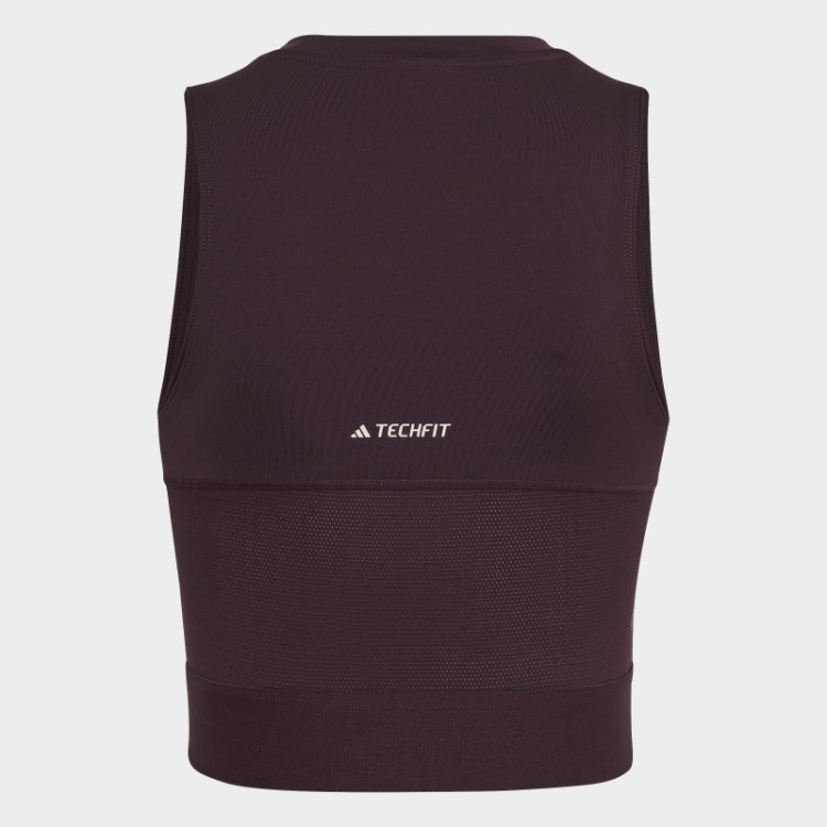 Top Cropped Para Treino Techfit Com Fita Da Marca Marrom Adidas