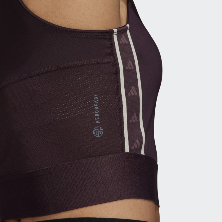 Top Cropped Para Treino Techfit Com Fita Da Marca Marrom Adidas