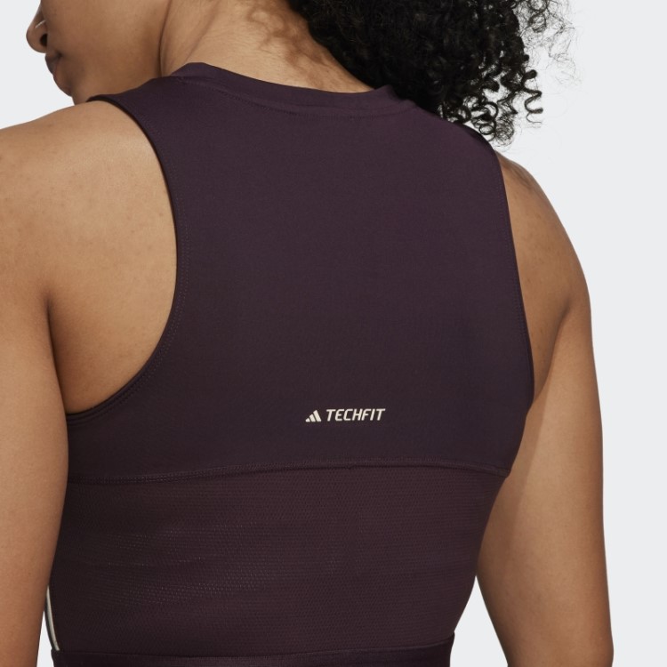 Top Cropped Para Treino Techfit Com Fita Da Marca Marrom Adidas