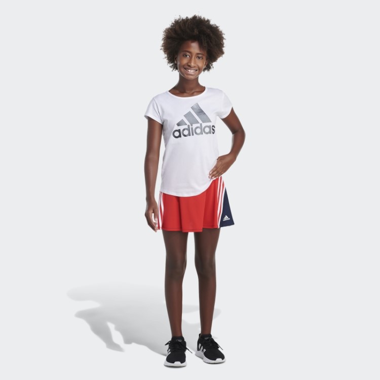 Skort Vermelho Adidas Com As 3 Listras