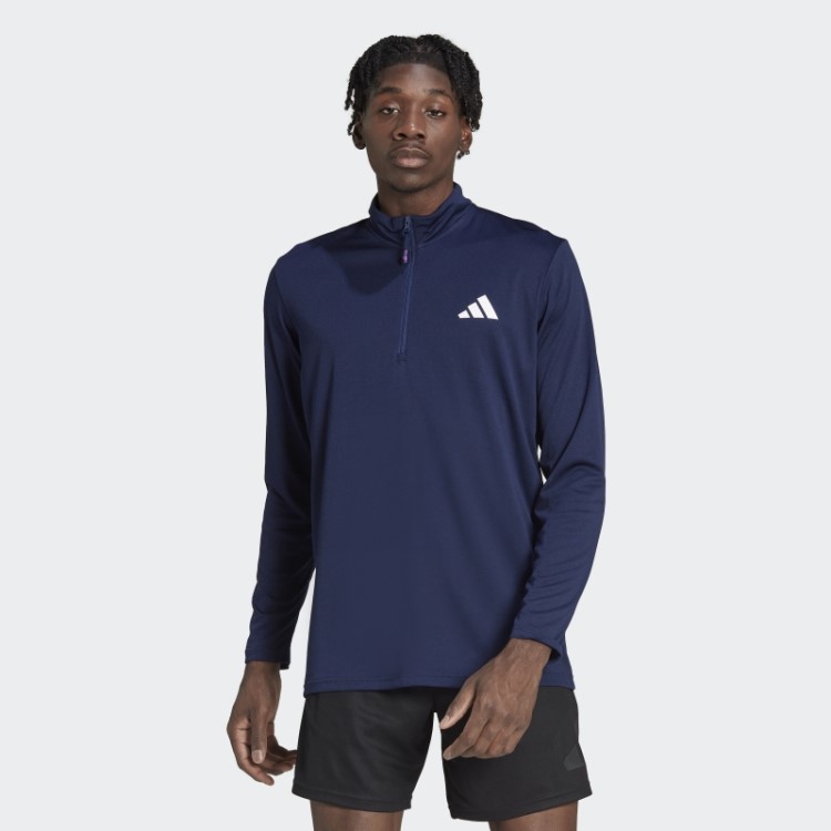 Train Essentials Seasonal Training Camiseta Manga Longa Com Zíper 1/4 Adidas Azul Escuro