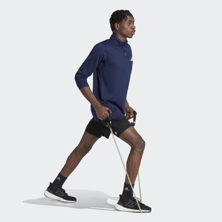 Train Essentials Seasonal Training Camiseta Manga Longa Com Zíper 1/4 Adidas Azul Escuro
