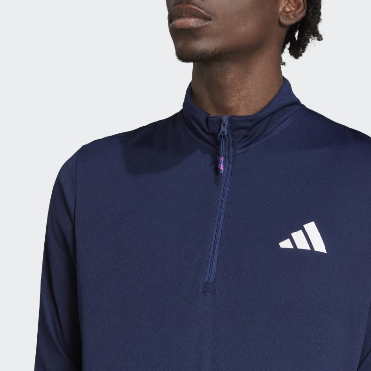 Train Essentials Seasonal Training Camiseta Manga Longa Com Zíper 1/4 Adidas Azul Escuro