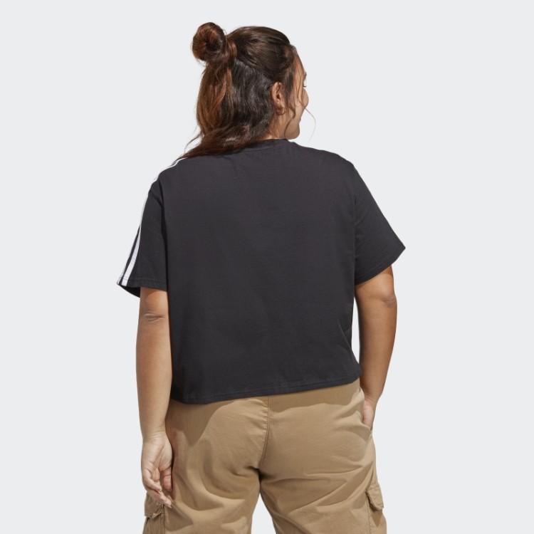 Essentials 3 Stripes Cropped Jersey Simples (Tamanho Grande) Adidas Black