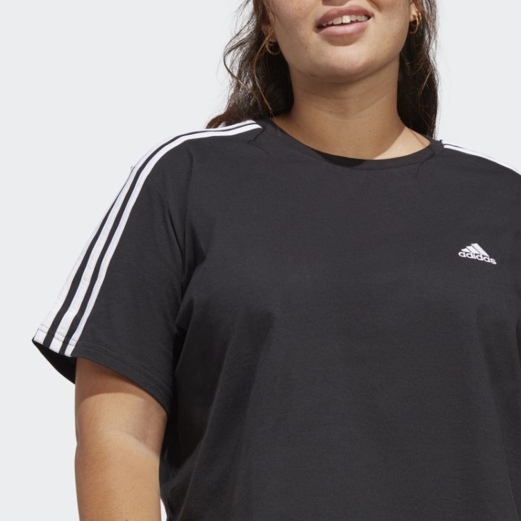 Essentials 3 Stripes Cropped Jersey Simples (Tamanho Grande) Adidas Black