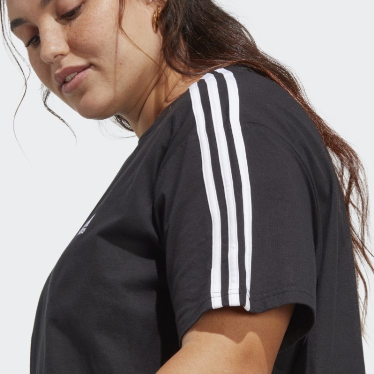 Essentials 3 Stripes Cropped Jersey Simples (Tamanho Grande) Adidas Black